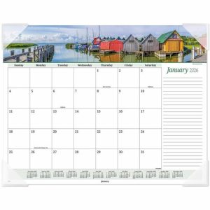 AT-A-GLANCE  Desk Calendar Pad,Block,12 Mth Jan-Dec, 22"x17", Seascape
