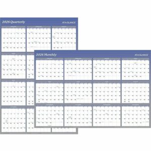 AT-A-GLANCE  Erasable Wall Calendar,w/Marker,Jan-Dec,2-Side,48"x32",BE/WE
