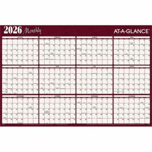 AT-A-GLANCE  Yearly Wall Planner, XL, Erasable, 2-Sided, 32"x48", BE/BY