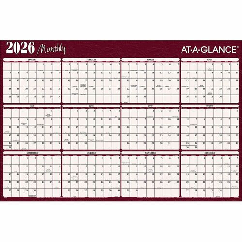 AT-A-GLANCE Yearly Wall Planner, XL, Erasable, 2-Sided, 32"x48", BE/BY