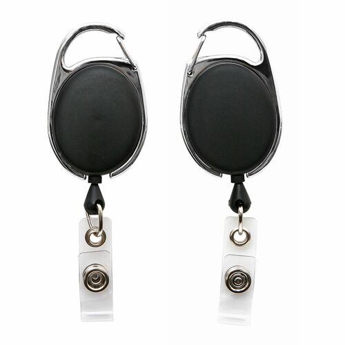 Baumgartens Clip ID Badge Reel, Caribiner Style, 30", Matte Black