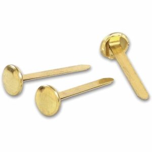 ACCO Round Head Fasteners, Size 6, 15/32"x1-1/2", 100/BX, Brass