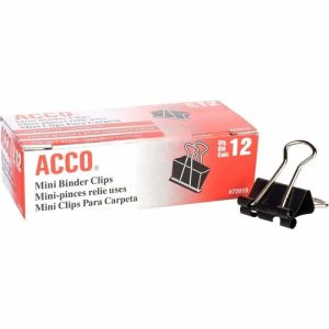 ACCO  Binder Clips, Mini, 1/2"W, 1/4" Capacity, BKSR