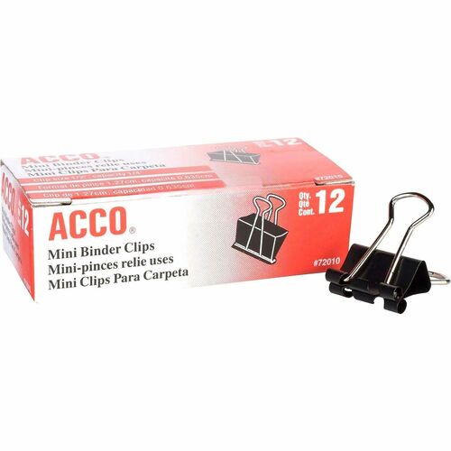 ACCO Binder Clips, Mini, 1/2"W, 1/4" Capacity, BKSR