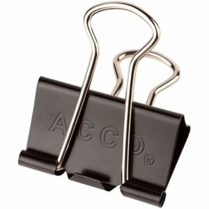 ACCO  Binder Clips, Medium, 1-1/4"W, 5/8" Capacity, BKSR