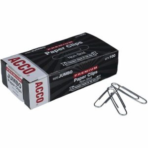ACCO  Gem Clips,Jumbo,Non-Skid,.045 Wire Gauge,100/BX,10BX/PK,SR