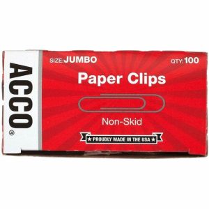 ACCO  Paper Clips, 2" Size, Jumbo, .041 Gauge, 1000/PK, SR