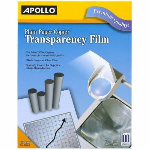 Apollo  Transparency Film, 8-1/2 x11", 100/BX, Black on Clear