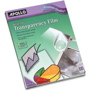 Apollo  Write On Transparency Film, 8-1/2"x11", 100/BX, Clear