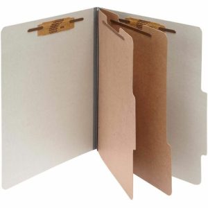 ACCO  Classification Folders,3" Exp,2 Div,Ltr,10/BX,Mist Gray