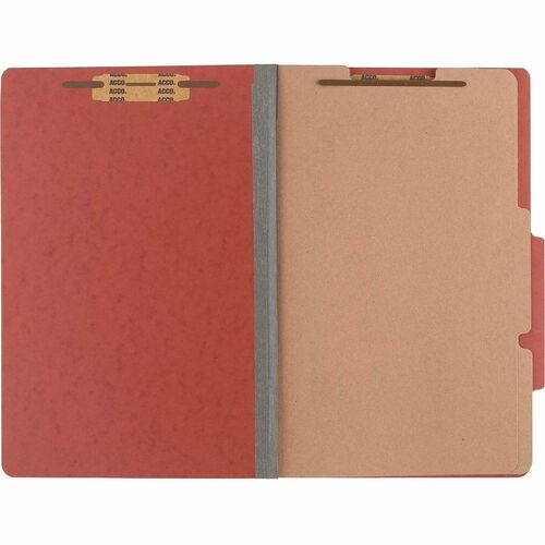 ACCO Classification Folders, 3" Exp, 2 Div, Lgl,10/BX, Red