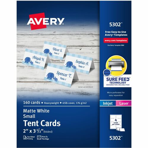 Avery Laser/Inkjet Tent Cards,Small,Perforated,2"x3-1/2",160/BX,WE