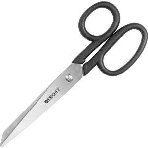 Acme United Corporation Scissors, 7" Straight, Stainless Steel, Black Handle