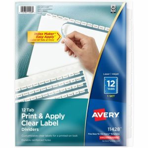 Avery  Index Maker, Laser, Punched, 12-Tabs, 1 ST, White