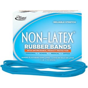 Alliance Rubber Company Antimicrobial Rubber Bands,1/4lb,7"x1/8",Appr.63/BX,CyanBlue