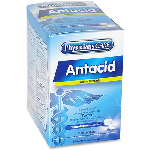 Acme United Corporation Antacid Medication Tablets, Single Packets, 2/PK, 50/BX