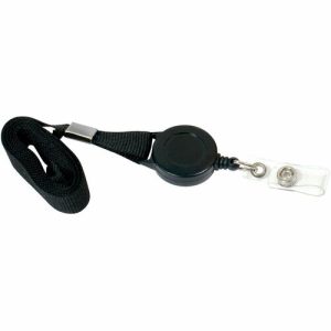 Baumgartens  Lanyard Card Reel, Extends 24", 12/PK, Black