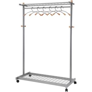 Alba, Inc  Coat Rack,Holds 36 Hangers,2 Shelf,Wheels,45"x22"x71", MCGY