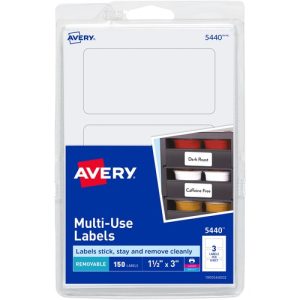 Avery  Labels,Removable,Multipurpose,3"x1-1/2",150/PK,White