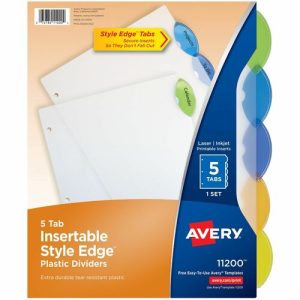 Avery  Insertable Dividers,Printable,8-1/2"x11",5-Tabs/ST,Multi