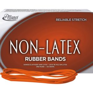 Alliance Rubber Company Rubber Bands, Latex-free,7"x1/8" No. 117B Orange,Appr.250/BX