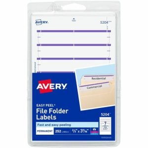 Avery  Filing Labels, Permanent, 11/16"x3-7/16", 252/PK, Purple