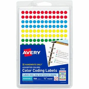 Avery  Labels, Color-Coding, Removable, 1/4" Dia, 768/PK, AST