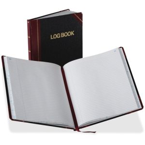 Boorum & Pease  Record Log Book, 8-1/8"x10-3/8", 150 Pgs, Black/Red