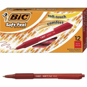 Bic Retractable Ballpoint Pen,Med Point,Red Barrel/Red Ink