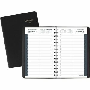 AT-A-GLANCE  Appt Book, Daily, 12MthsJan-Dec, 1PPD, 5"x8", Black