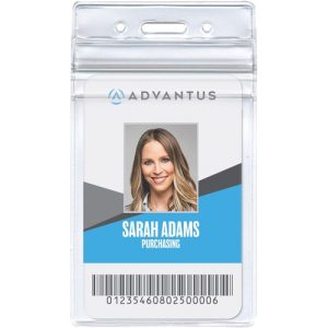 Advantus Corp. ID Badge Holder, Re-sealable, Vertical, 50/PK, Clear