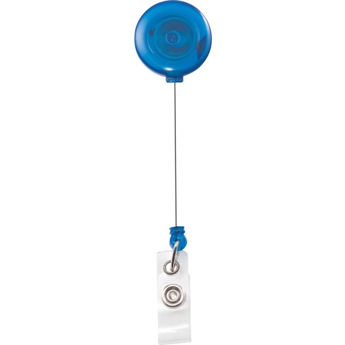 Advantus Corp. Retracting ID Card Reel, 30" Ext, 12/PK, Translucent, Blue