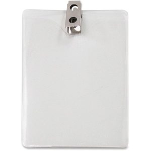 Advantus Corp. ID Badge Holder, w/ Clip, Vertical, 50/PK, Clear