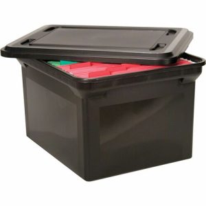 Advantus Corp. File Tote w/Lid, 14"x18"x10-3/4", Black