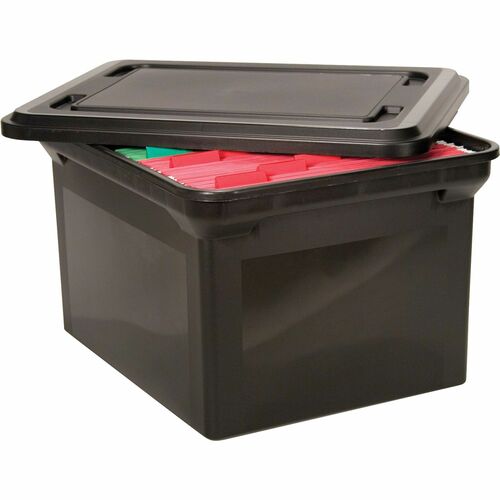 Advantus Corp. File Tote w/Lid, 14"x18"x10-3/4", Black