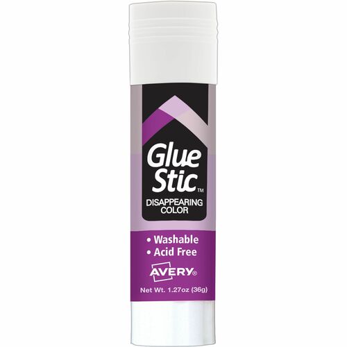 Avery Glue Stic, Dries Clear, Permanent, 1.27 oz, Purple