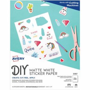 Avery  Sticker Paper, Inkjet, 8-1/2"x11", 15/PK, 6PK/CT, Matte WE
