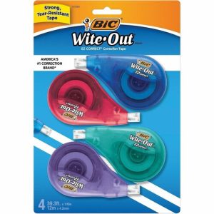 Bic Correction Tape, 1/5"x39.9', Single Line, 4/PK, White