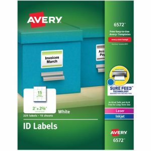 Avery  Perm ID Labels, 1-1/4"x1-3/4", 225/PK, White