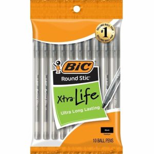 Bic  Ballpoint Pens, Stick, Med Point, 10/PK, Black Ink