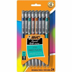 Bic Mechanical Pencils, w/Pocket Clip, .5mm, 24/PK, Assorted