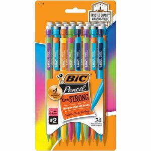 Bic Mechanical Pencils, w/Pocket Clip, .9mm, 24/PK, Assorted