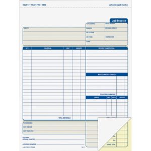 Adams Job Invoice Form,2-Part,Corbels,8-1/2"x11-7/16",200Sht,BE/WE