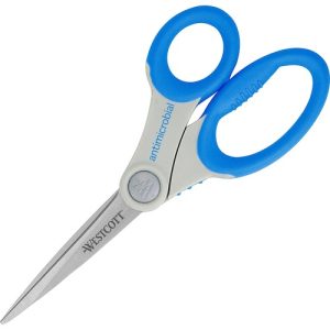 Acme United Corporation  Scissors,Straight,w/Antimicrobial Handles,8" Steel,GY/Blue