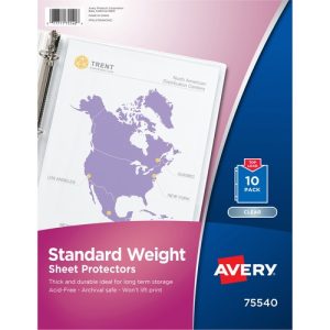 Avery  Sheet Protectors,3-Hole,Top-Load,8-1/2"x11",10/PK,Clear