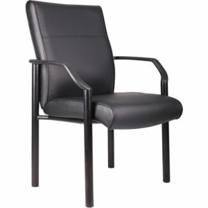 Boss Office Products  Chair,Guest,LeatherPlus,4-Leg,26"x25-1/2"x35-1/2",BK