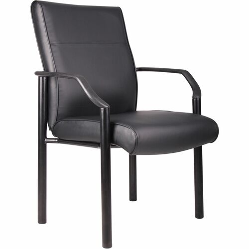 Boss Office Products Chair,Guest,LeatherPlus,4-Leg,26"x25-1/2"x35-1/2",BK