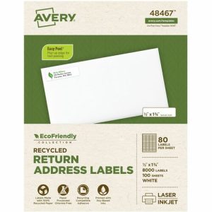 Avery  Labels, Return Address, 1/2"x1-3/4", 8000/BX, White
