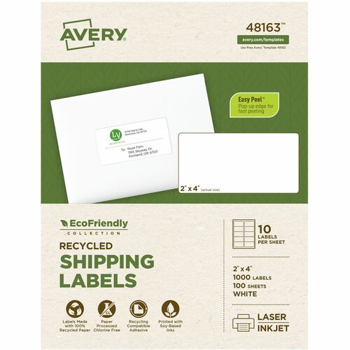 Avery Labels, Shipping, 2"x4", 1000/BX, White