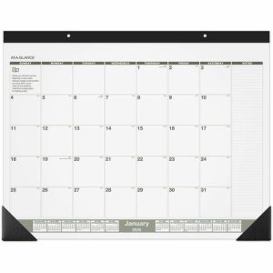 AT-A-GLANCE  Monthly Desk Pad,12-Mth Jan-Dec, 22"x17", BK Headband/GN